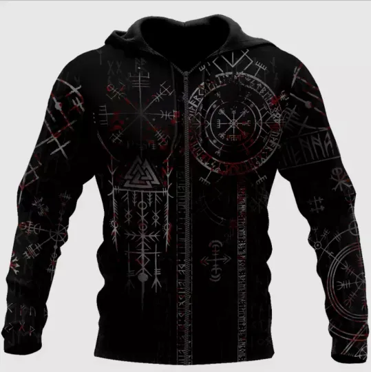 Discover Viking Tattoo Zip 3D HOODIE Christmas Gift Halloween Gift