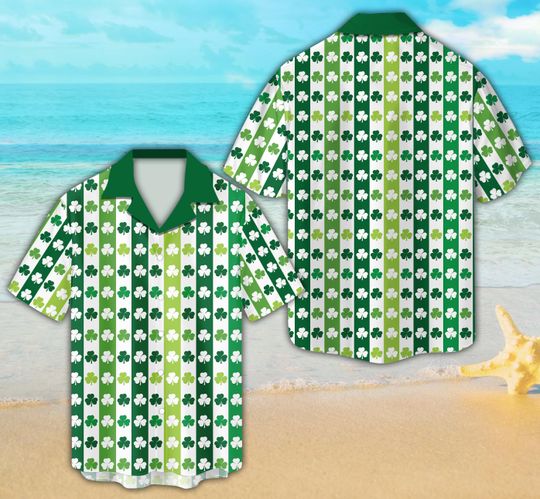 Discover Shamrock St Patrick's Day Hawaiian Shirt, Lucky Shamrock Button Up Shirt
