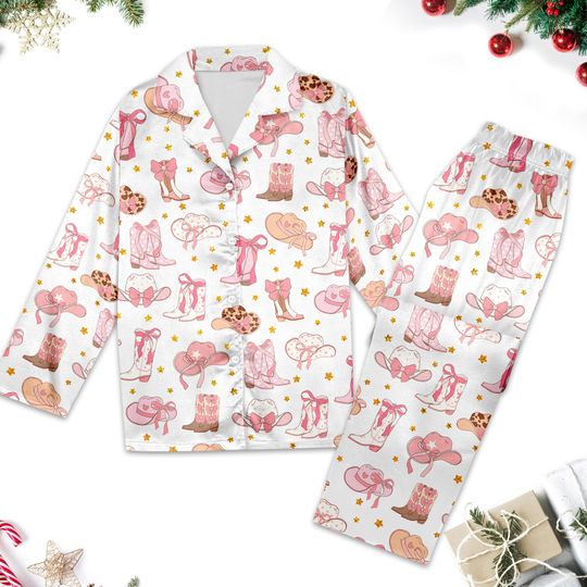 Discover Pink Cowgirl Boots And Hat Pajamas, Boots And Hats Western Cowgirl Pajamas Set