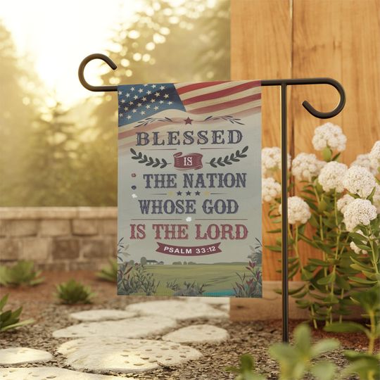 Discover Patriotic Psalm 33:12 Banner Flag, Christian Patriot Garden Flag
