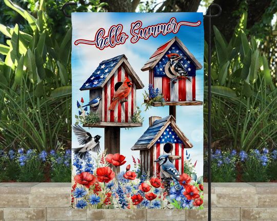 Discover Garden Flag 4th of July USA Patriotic Bird Houses Summer