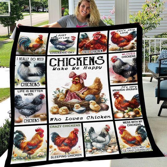 Discover Cozy Sherpa Blanket with Farm Chicken Design