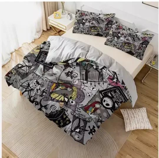 Discover Never Too Old For Nightmare Before Christmas Cartoon 3D Quilt Bedding Set