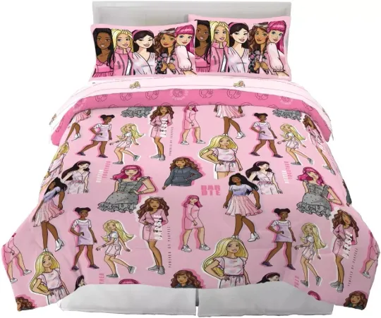 Discover Barbie Full Size 7 Piece Bedding Super Soft Bedding Set