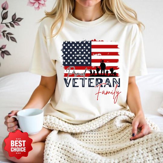 Discover Proud Veteran Family Tee, Patriotic Graphic Unisex Shirt, Military Support Apparel, Veteran Pride Gift, Military Family Reunion Shirt