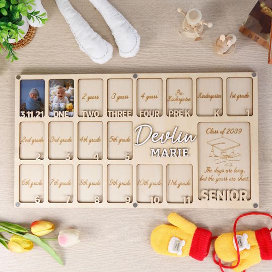 Discover Birth Through Graduation School Years Photo Frame Personalized Kindergarten To Grad School Picture Frame, Wood Picture Frame