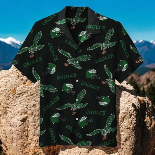 Discover Eagles Hawaiian Shirt Retro Logo Hawaiian Shirt Outfit