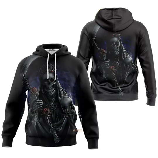 Discover Costume 3D Halloween Skeleton Skull Death Hoodie