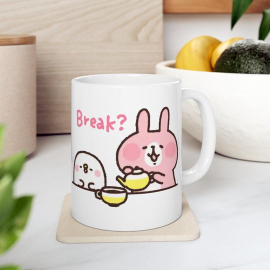Discover Kanahei's Piske & Usagi Pets Cute Happy Break? Ceramic Mug