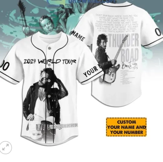 Discover Bruce Springsteen Thunder Road 2024 World Tour baseball jersey, new 3d gift