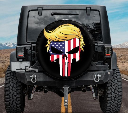 Discover Trump Skull Spare Tire Cover, Trump Punisher Spare Tire Cover