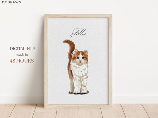 Discover Custom Watercolor Portraits Using Pet Photo Personalized Dog Portraits Cat Portraits HW842