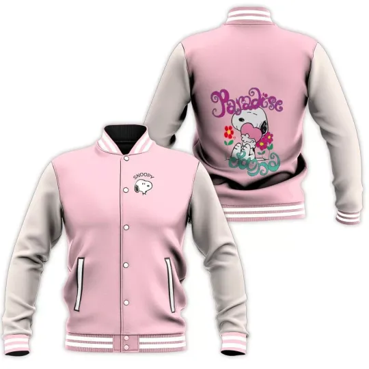 Discover Kawaii Snoopy Jacket Cartoon Printed Girl Baseball Jacket