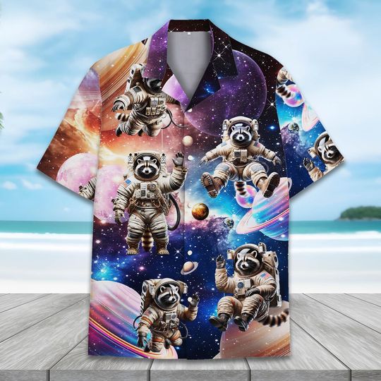 Discover Raccoon Astronaut Hawaiian Shirt