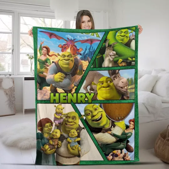 Discover Personalized Shrek Blanket Custom  Sofa Blanket Christmas Bediing Adult