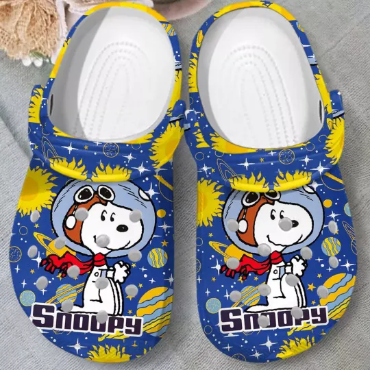 Discover Cute Astronaut Snoopy In Colorful Space Clogs