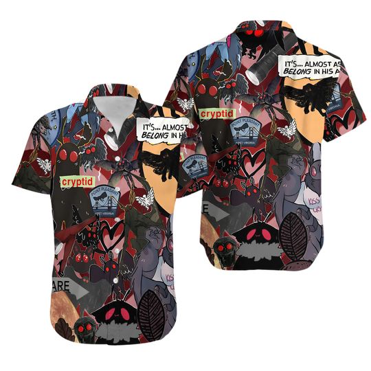 Discover Mothman Hawaiian Shirt, Cryptids Button Up Shirt, Mothman Prophecies