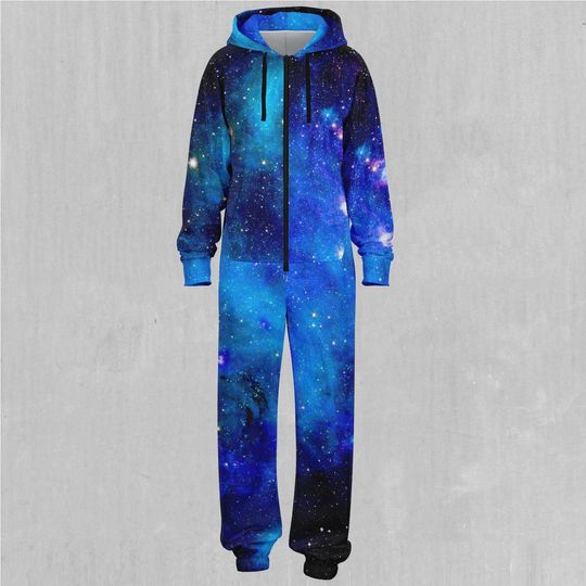 Discover Stardust Outer Space Galaxy Adult  Zip Up Jumpsuit Pajamas