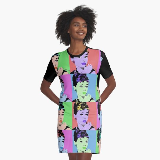 Discover Audrey Hepburn POP Collage Graphic Women's T-shirt Dresses