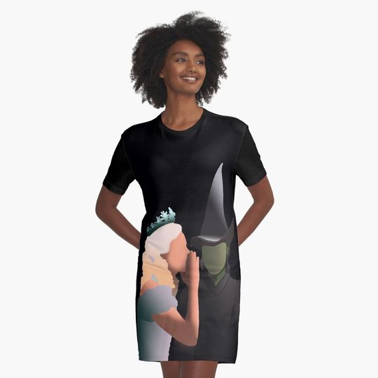 Discover Glinda and Elphaba - Wicked Graphic Women's T-shirt Dresses, Wicked Fan Gift