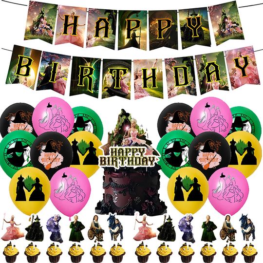 Discover Happy Birthday Wicked Theme Balloons Banner Cake Topper Set Party Ornaments Birthday Decorations Cupcake Baby Shower Decoration