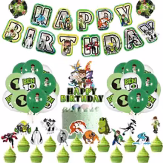Discover Cartoon Ben-10 Birthday Party Decoration Balloons Favor Set Banner Cake Toppers Baby Shower Boys Ben-10 Party Supplies