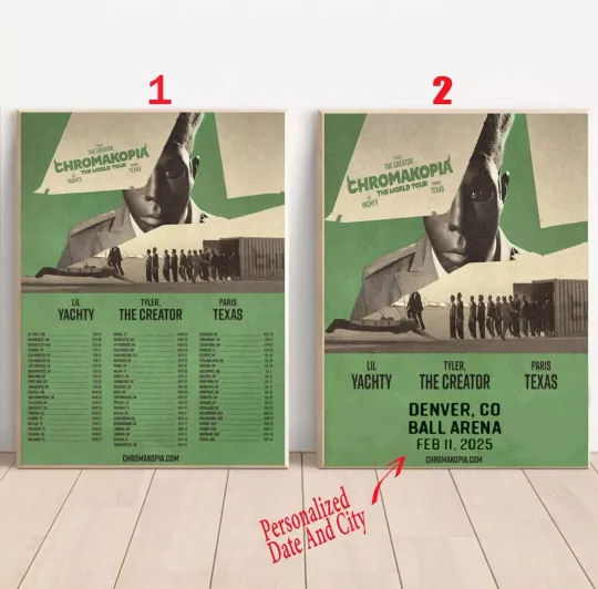 Discover Custom Tyler, the Creator Chromakopia World Tour Dates 2025 Poster