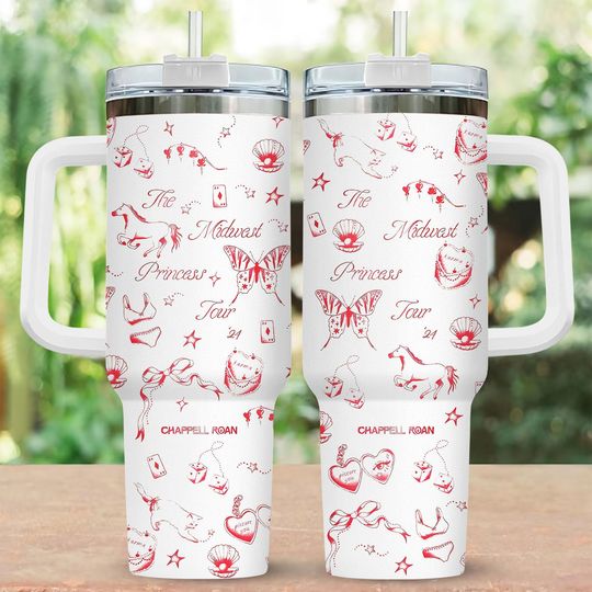 Discover Chappell Roan Tumbler 40Oz, Midwest Princess Tour Cup, Sapphic Wlw Tumbler