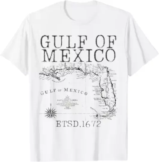 Discover Gulf of USA America Funny Gulf of Mexico Flag Map T-Shirt