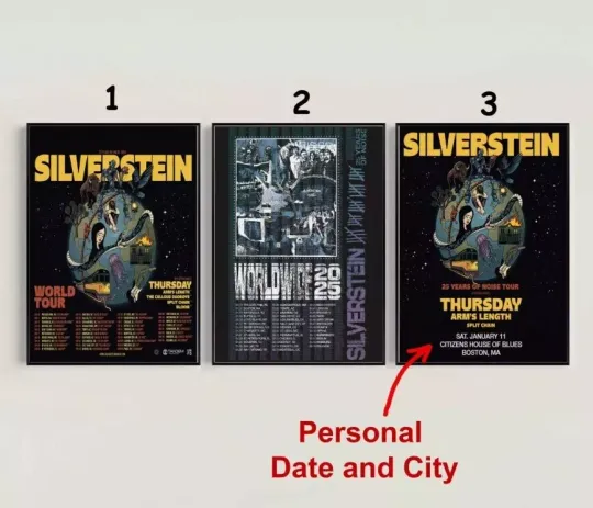 Discover Silverstein North America World Tour 2025 Poster, Custom Date and City