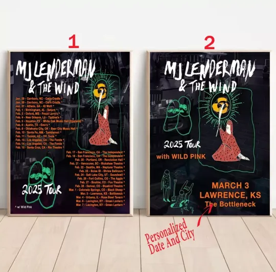 Discover Custom MJ Lenderman & The Wind Tour 2025 US Poster