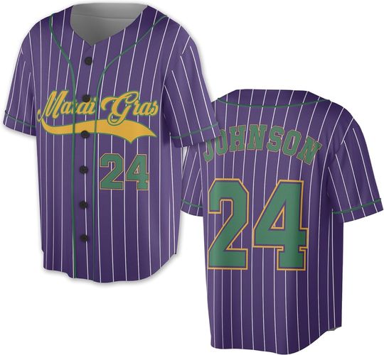 Discover Personalized Mardi Gras Baseball Jersey, Custom Name and Number Baseball Jersey