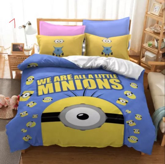 Discover Minions Cartoon Donna Duvet Cover Bedding Set Pillowcases Single Double Queen