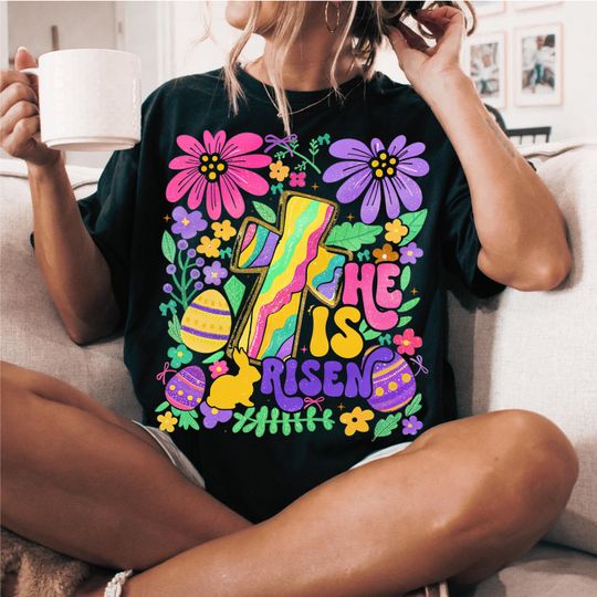 Discover He is Risen Shirt, Retro Easter Shirt, Matthew 28:6 Shirt