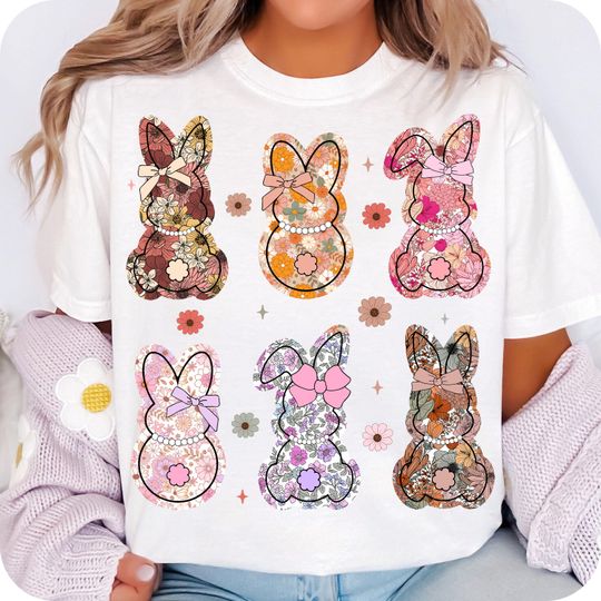 Discover Coquette Easter Bunny Floral Shirt, Easter Bunny Shirt