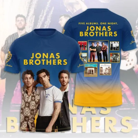 Discover Jonas Brothers Five Albums One Night The Tour 2025 3D T-shirt