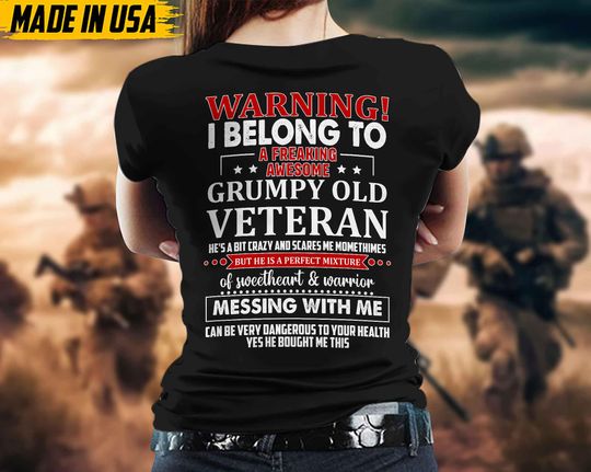 Discover Grumpy Old Veteran Shirt Veteran's Wife Shirt Gift For Wife Proud Veteran Wife Tshirt