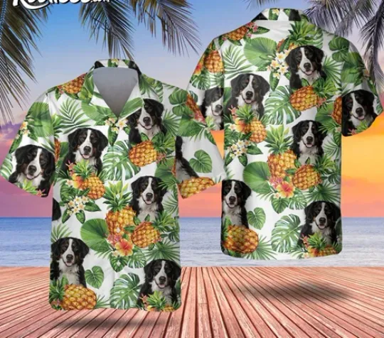 Discover Bernese Mountain Dog Tropical Pattern Hawaiian Shirt