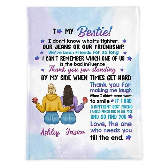 Discover To My Bestie Modern Girls Gift For Besties Sisters Siblings Personalized Fleece Blanket