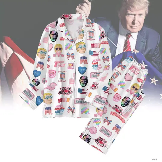 Discover Trump Is My Valentine Thick Pajamas, Trump Dance Shirt Pants Set, We Love Trump