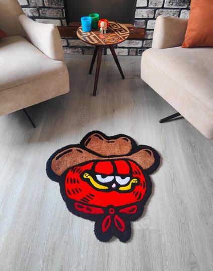 Discover Cowboy Garfield Handmade Tufted Wall Rug - Anime Rug
