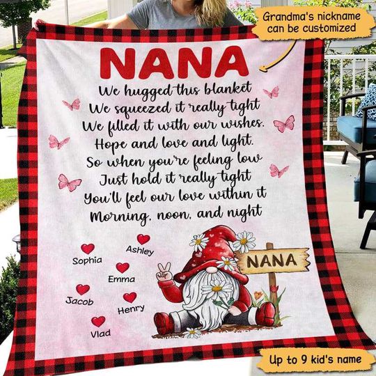 Discover Gnome Grandma Personalized Fleece Blanket