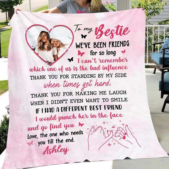 Discover To My Bestie Pinky Promise Personalized Photo Fleece Blanket