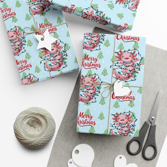 Discover Axolotl Christmas wrapping paper, cute holiday gift wrap,Christmas wrapping