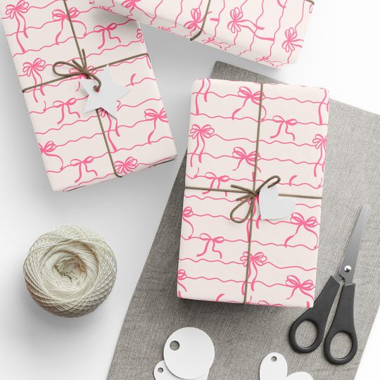 Discover Pink Bow Wrapping Papers, Birthday Gifts