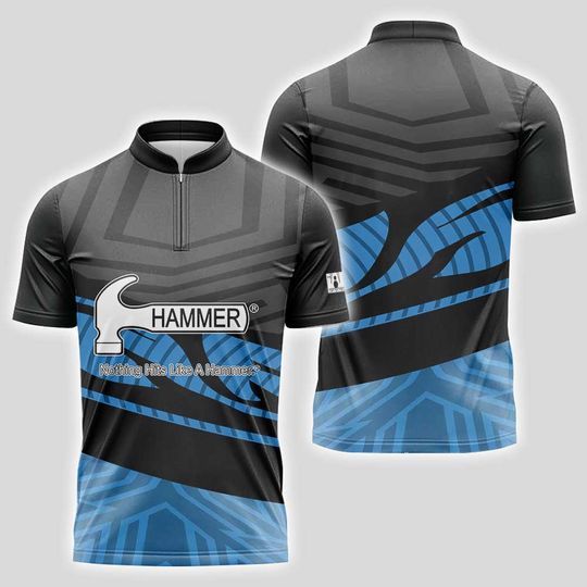 Discover Hammer Bowling Jersey Navy Black Line