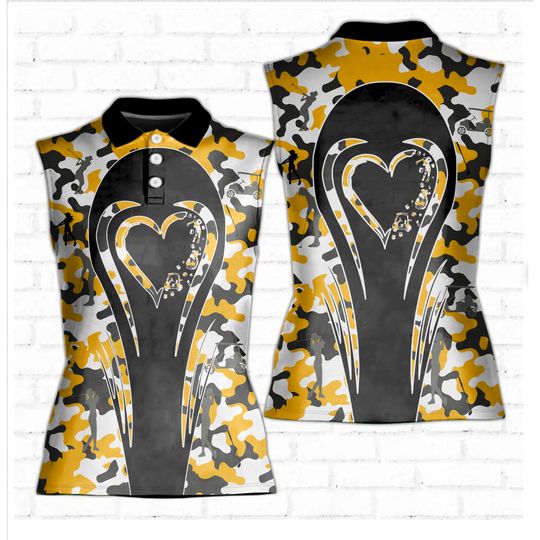 Discover Love Golf And Beer Camouflage Pattern 3D Women Sleeveless Polo