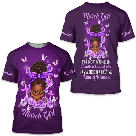 Discover Personalized Name March Birthday Shirt, March Girl Shirt