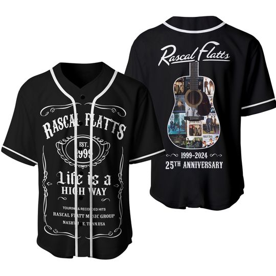 Discover Rascal Flatts 1999-2024 Life Is A High Way 25th Anniversary Baseball Jersey