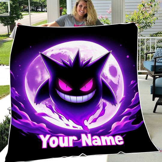 Discover Custom Name Blanket Game Poket mons Gengar Print